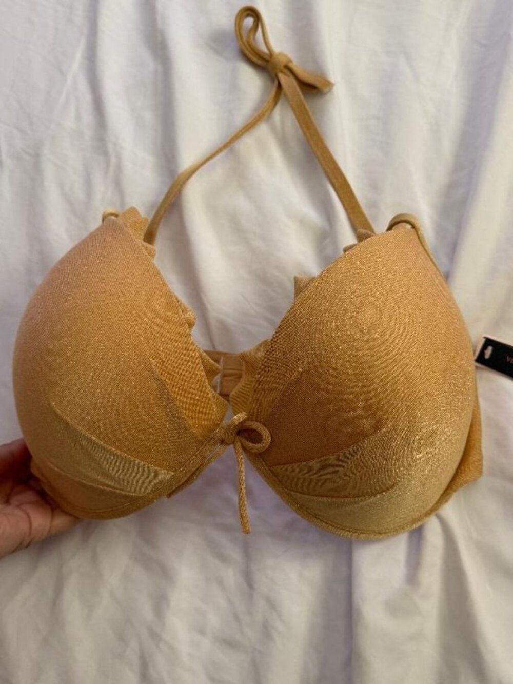 Victoria’s Secret Gold Halter Bra • NWT • 34DDD